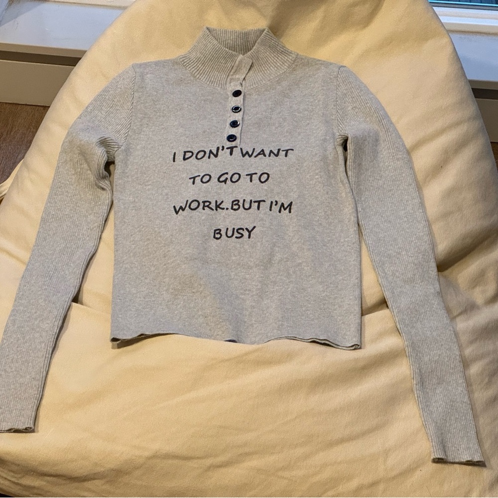 Gray Turtleneck Sweater with Button Detail